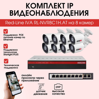 Комплект IP видеонаблюдения RedLine RL-NVR8C1H.AT на 8 камер