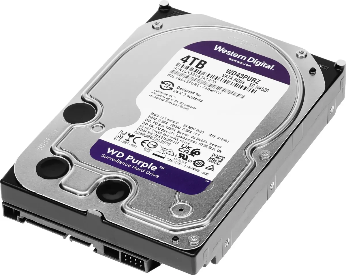 Жесткий диск WD Purple WD43PURZ, 4ТБ, HDD, SATA III, 3.5